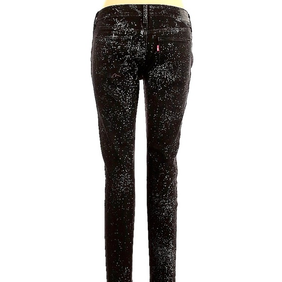 Levi's Black Silver Splatter Paint Jeans 535 SUPER SKINNY sz 30/30 - Picture 4 of 15